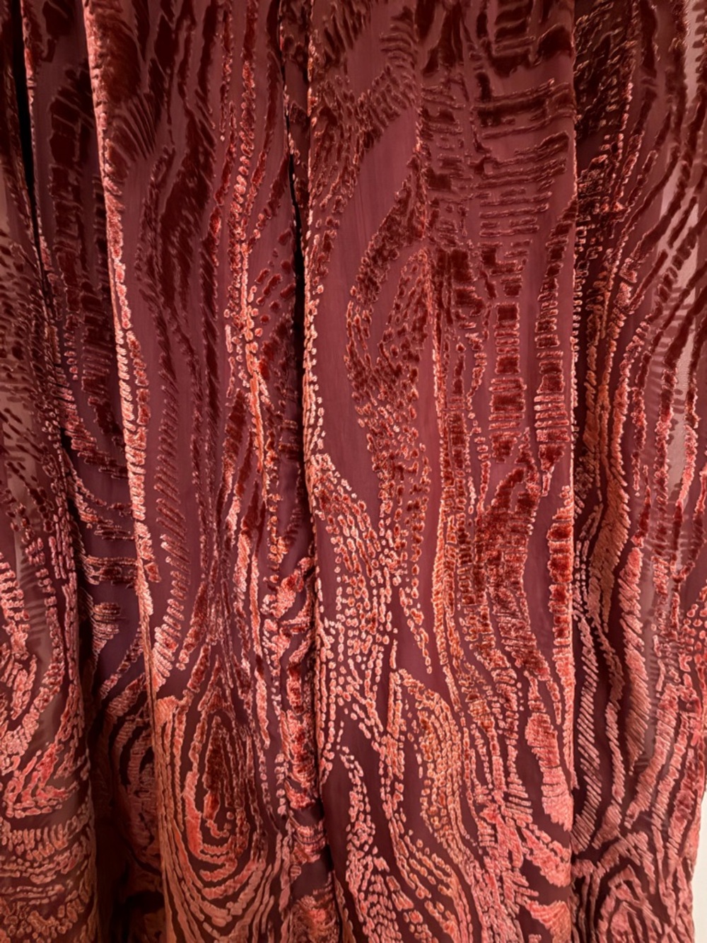 Anthropologie Somerset Jumpsuit Velvet Burnout Edition Sz Med Wide Leg Rust - Picture 9 of 17